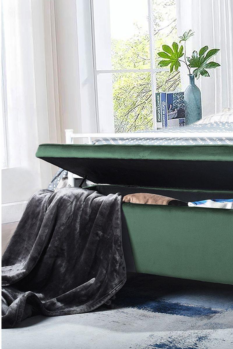 Banqueta Baúl Terciopelo Tudor Verde-1