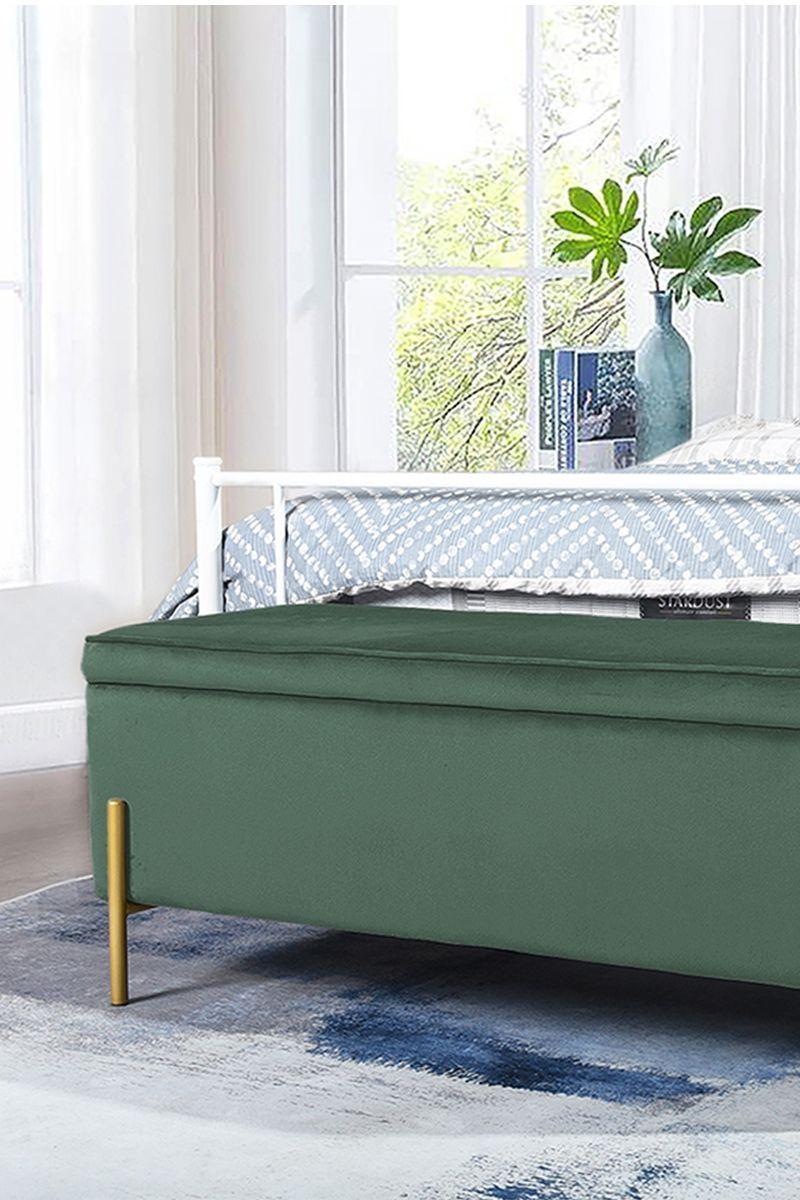 Banqueta Baúl Terciopelo Tudor Verde-5