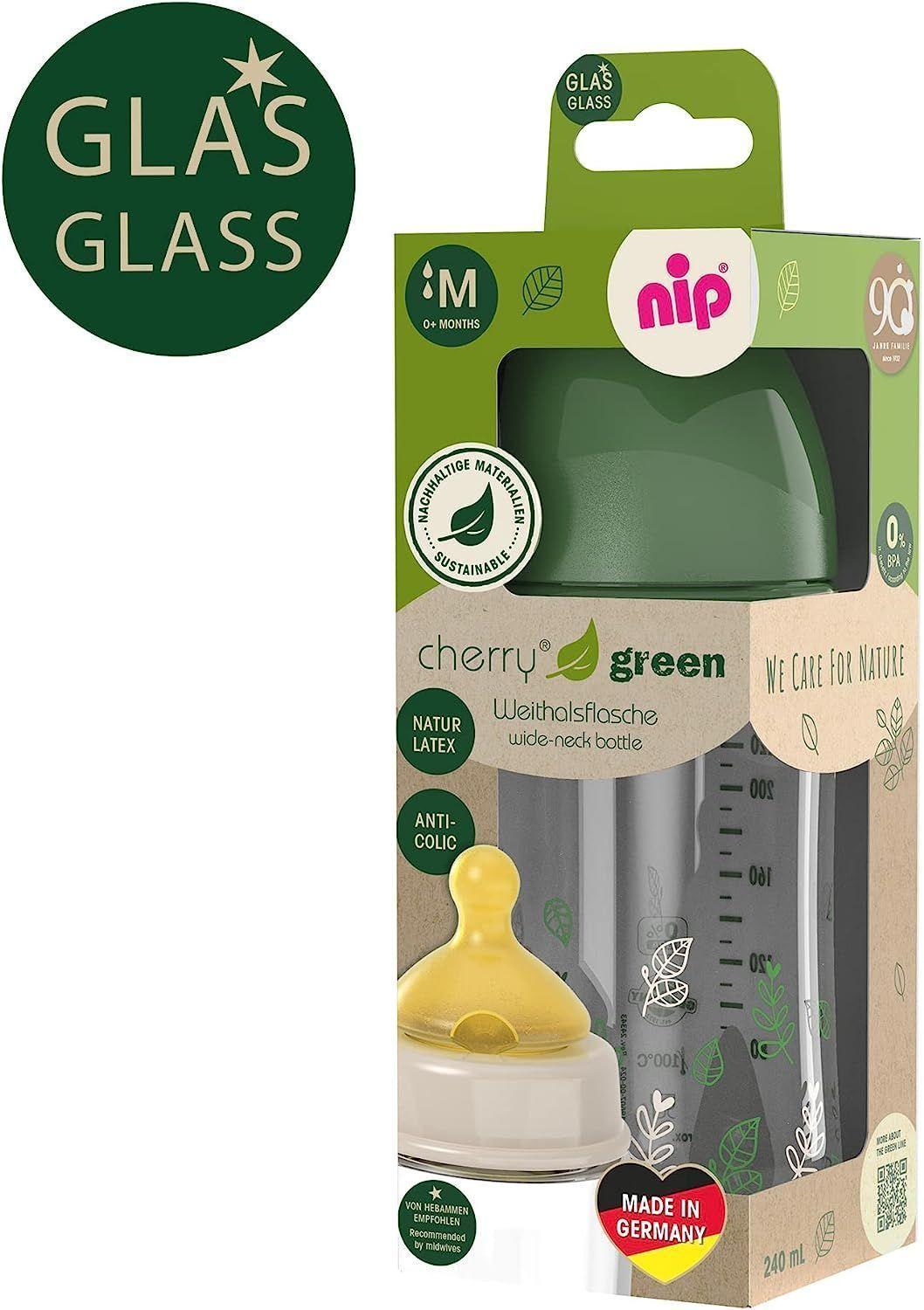 Mamadera Vidrio Latex Cherry Green 240 ml verde -3