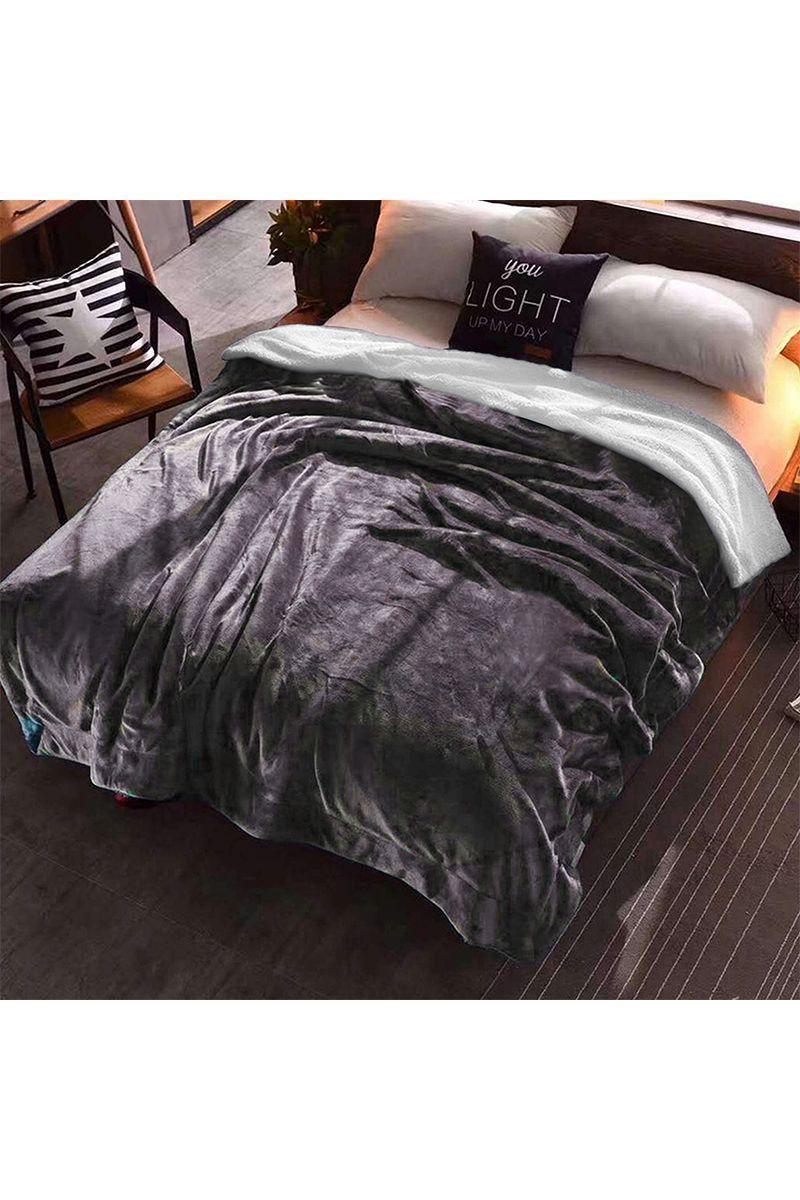 Manta Sherpa 210x230 cm Gris-2