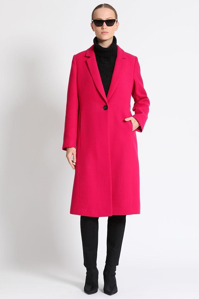 Abrigo Clásico Largo Entallado Fresa Liola-2