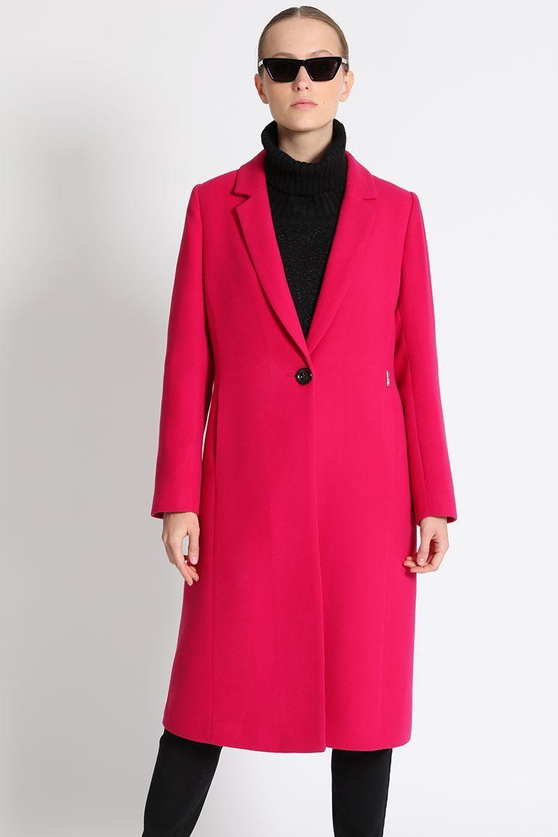 Abrigo Clásico Largo Entallado Fresa Liola-4