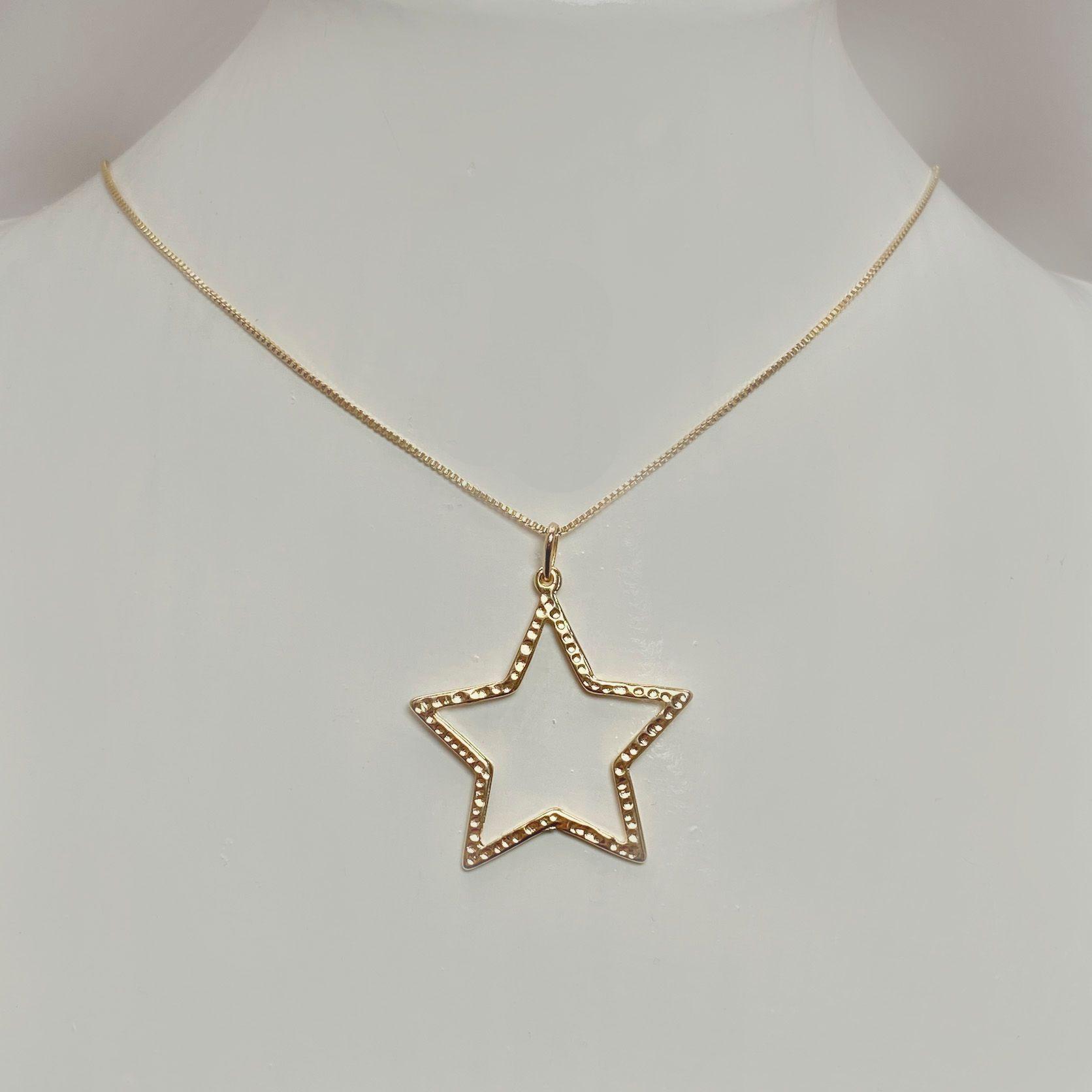 Collar Estrella Martillada Enchapado Oro 18K-0
