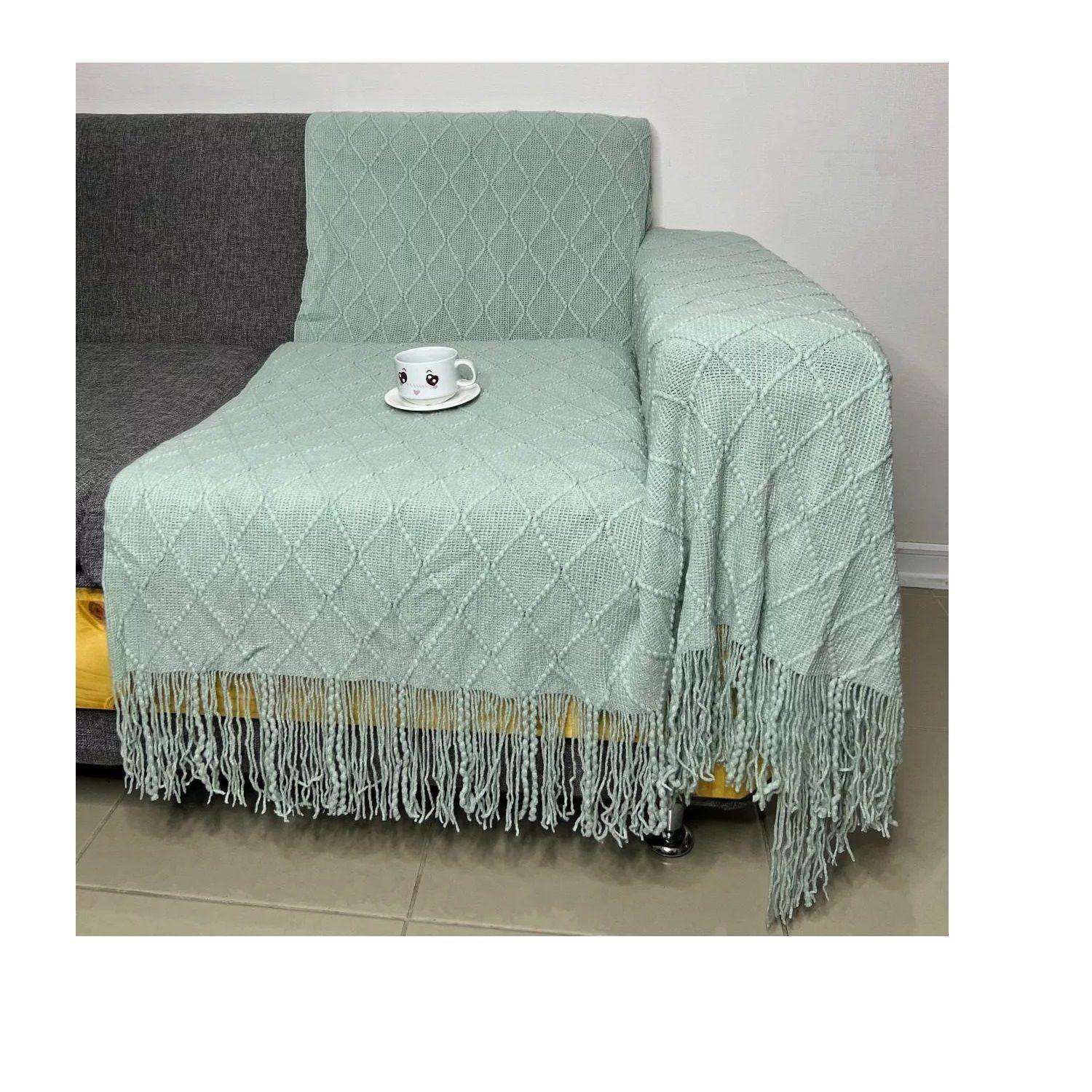 Manta Decorativa Tejida Estilo Nordico Para Sofa Sillon Cama Menta-1