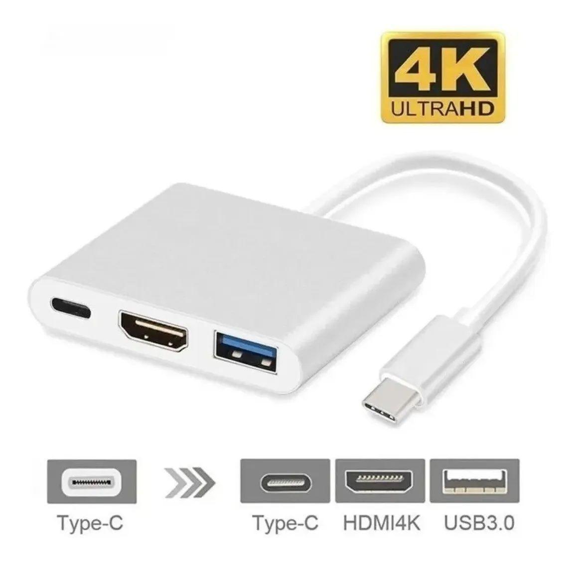 Adaptador Hub 3 En 1 Usb Tipo C A Usb-c Hdmi Usb3.0 Para Mac-2