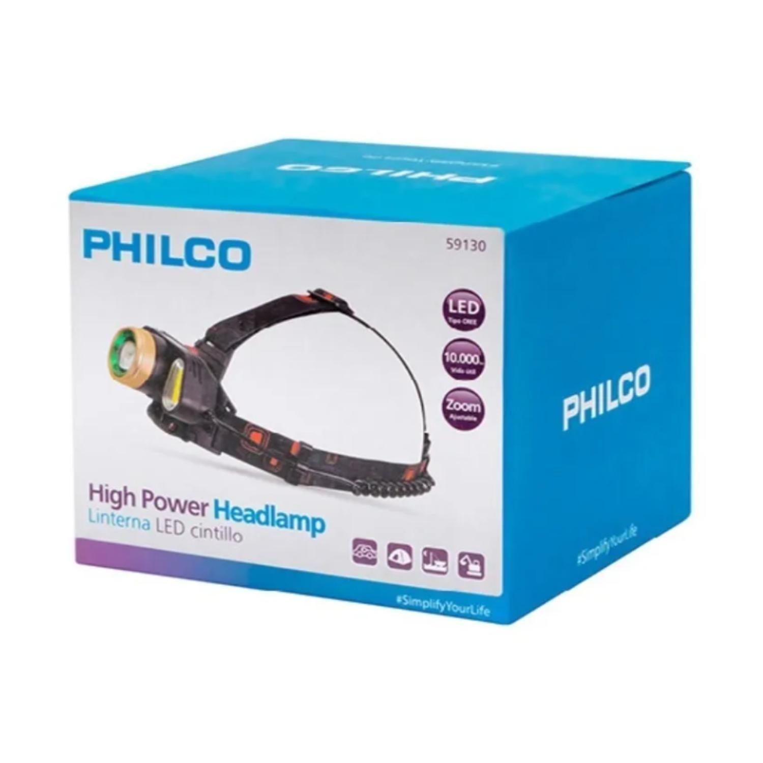 Linterna LED 1000 Lumenes De Cabeza Tipo Cintillo 3 Modos De Luz 59130 Philco-2