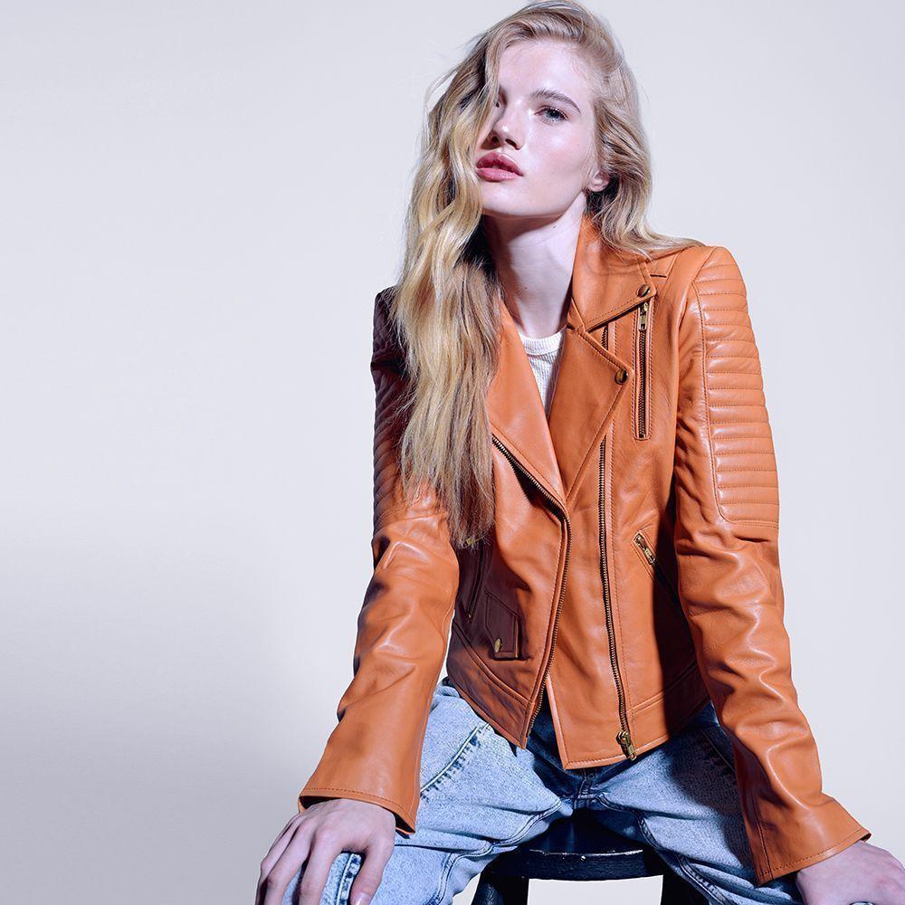 Chaqueta De Cuero Moto Chi Camel Amen-0