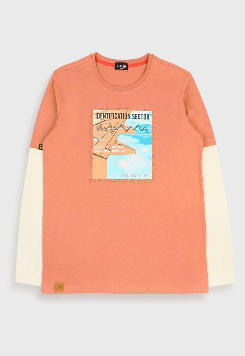 Polera teens niño doble manga nordic 503-0