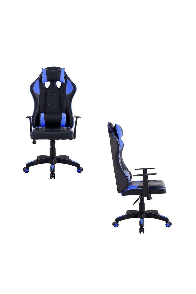 Silla Gamer Egonómica con Reposa Cabezas Azul-3