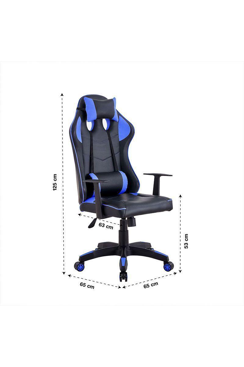Silla Gamer Egonómica con Reposa Cabezas Azul-2