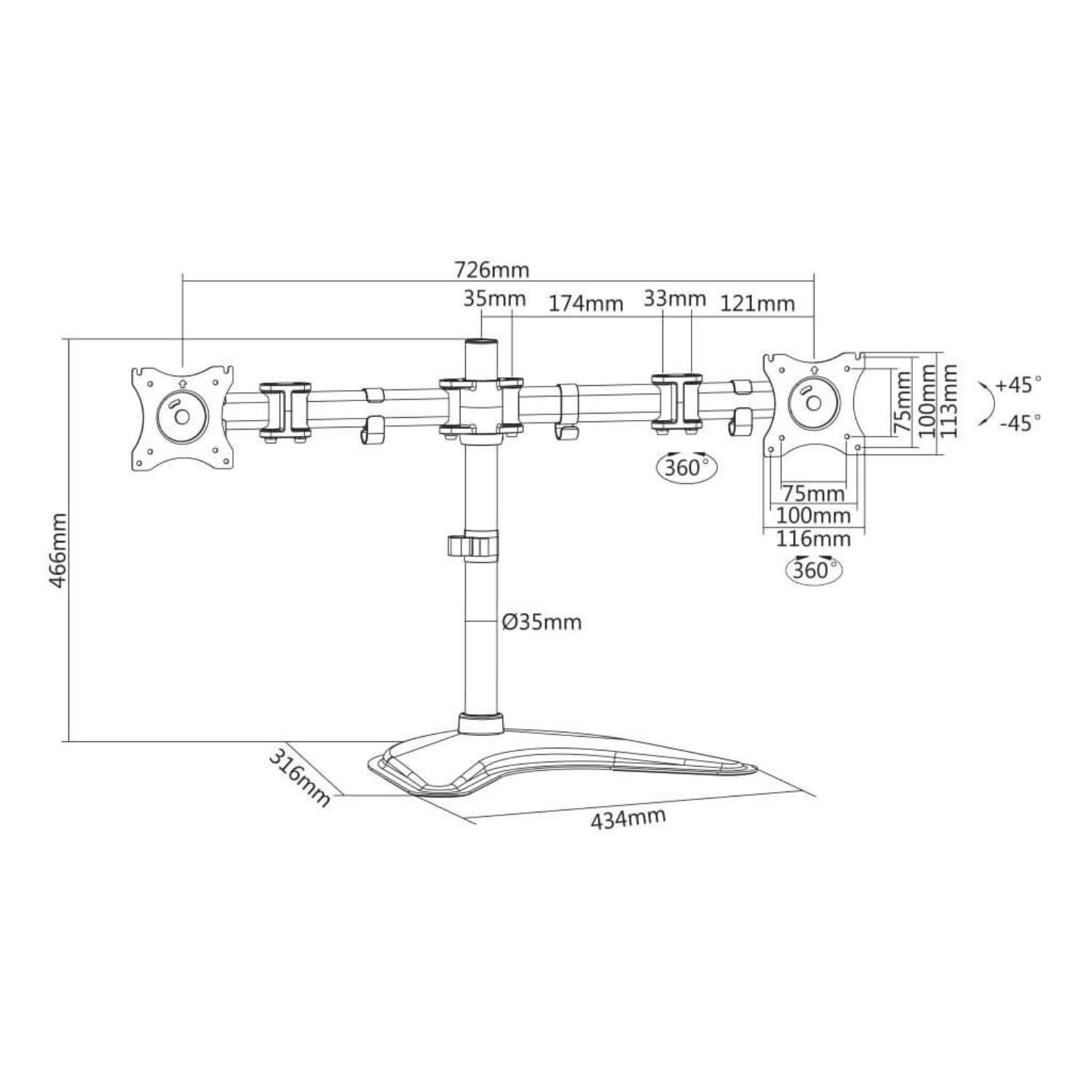 Soporte TV/MONITOR Doble - mesa 13" a 27" - 360° 16kg-2