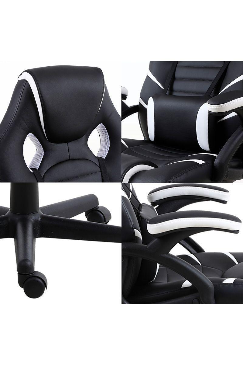 Silla Gamer Reclinable con Altura Regulable Blanco-5