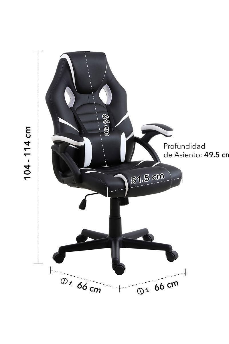 Silla Gamer Reclinable con Altura Regulable Blanco-2
