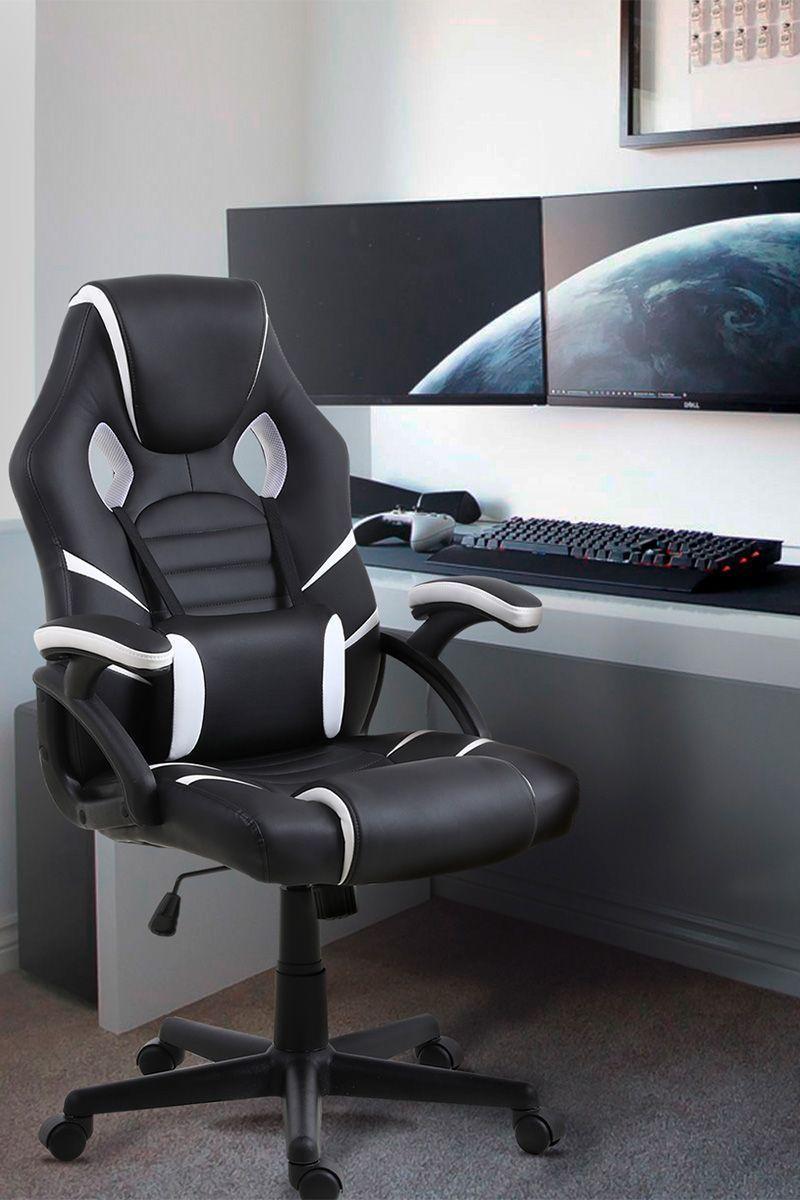 Silla Gamer Reclinable con Altura Regulable Blanco-1