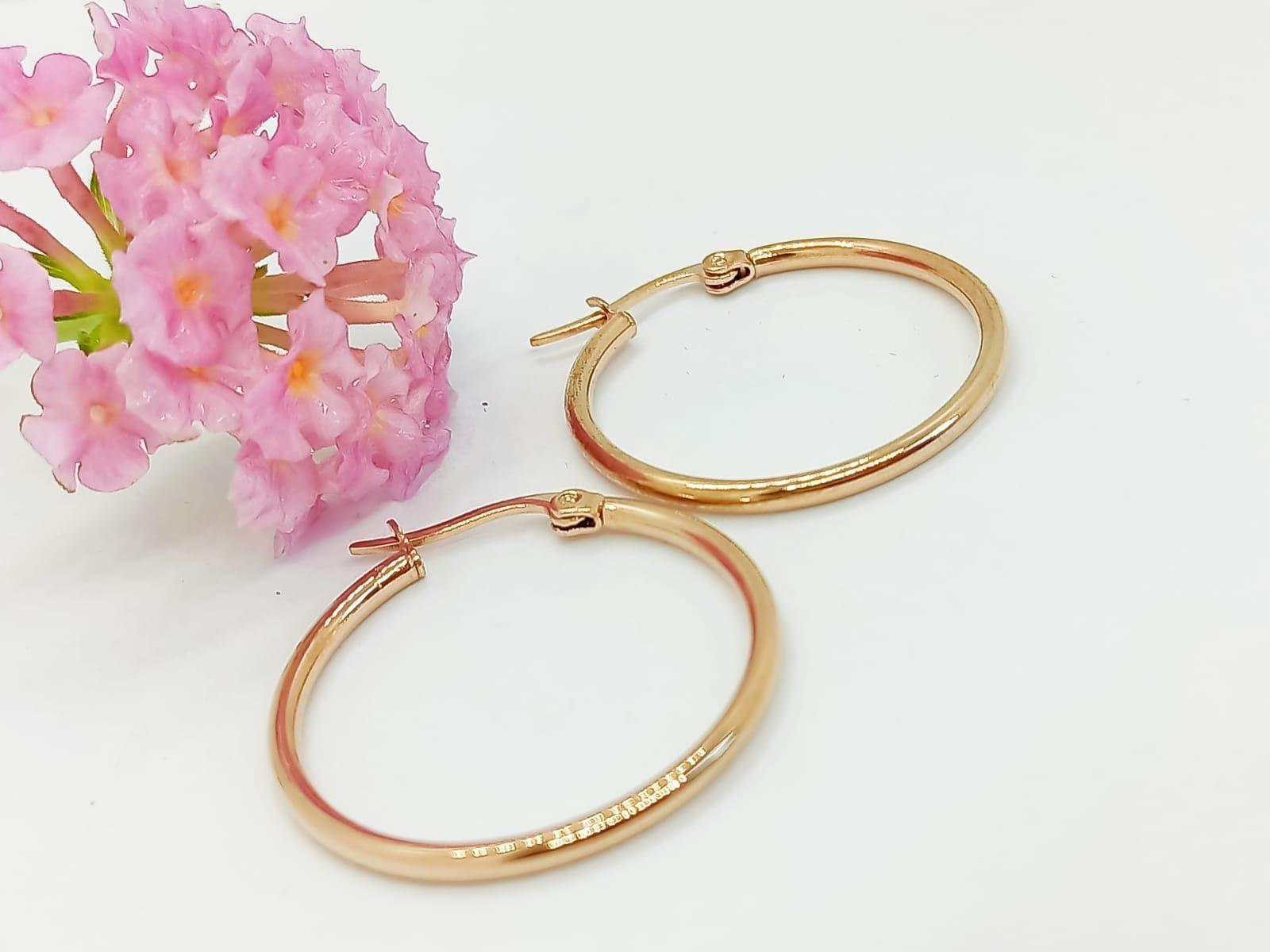 Argollas hoop 25mm Chapado en oro rosa 18k -6