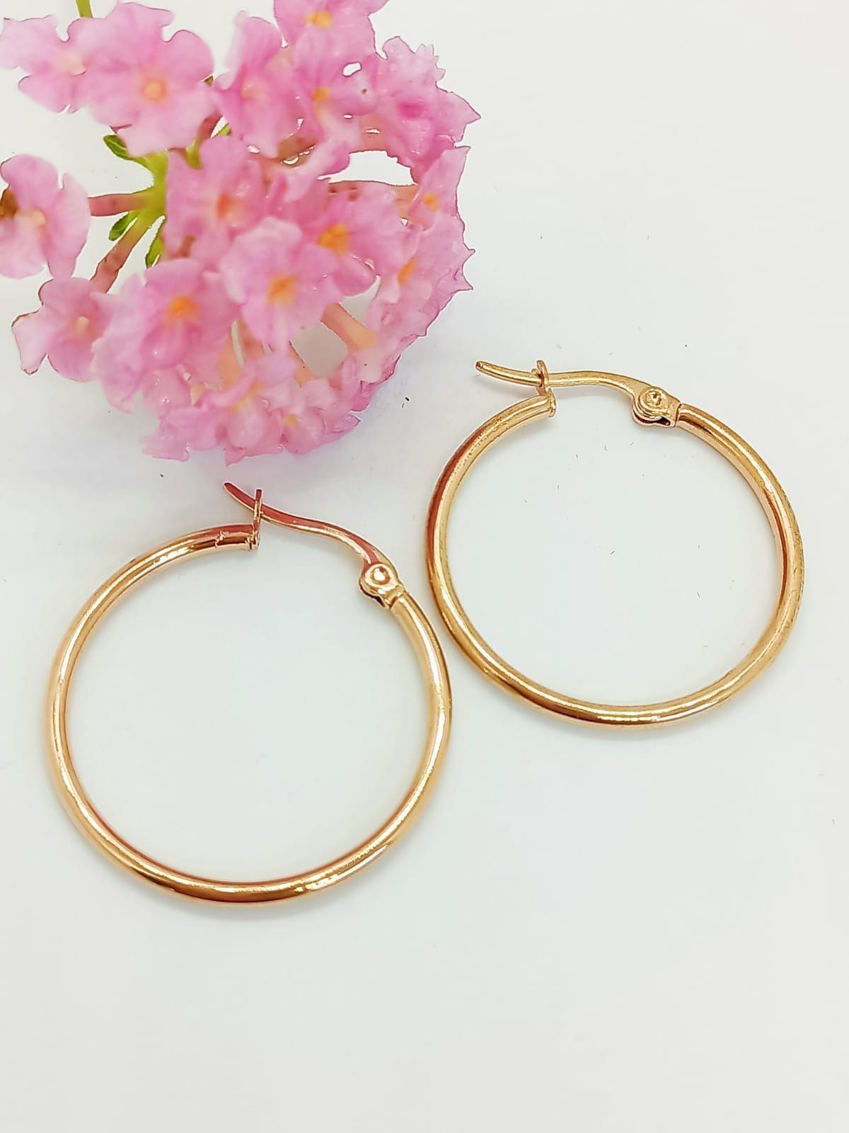 Argollas hoop 25mm Chapado en oro rosa 18k -3