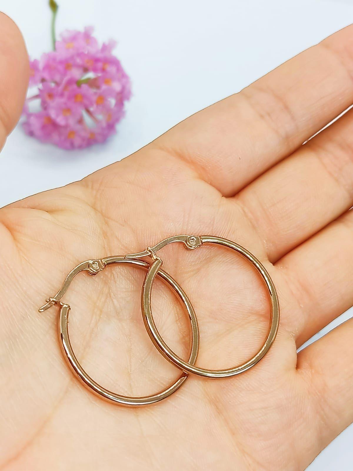 Argollas hoop 25mm Chapado en oro rosa 18k -5