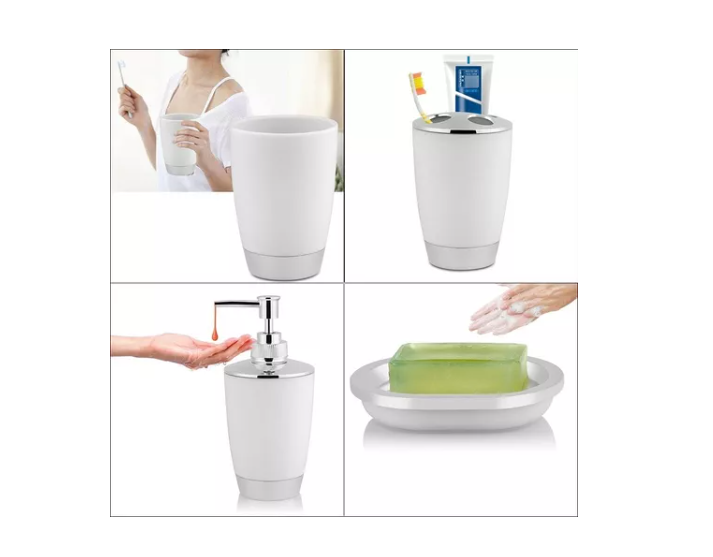 Set Accesorios De Baño 4pzs Portacepillos Jabonera-1