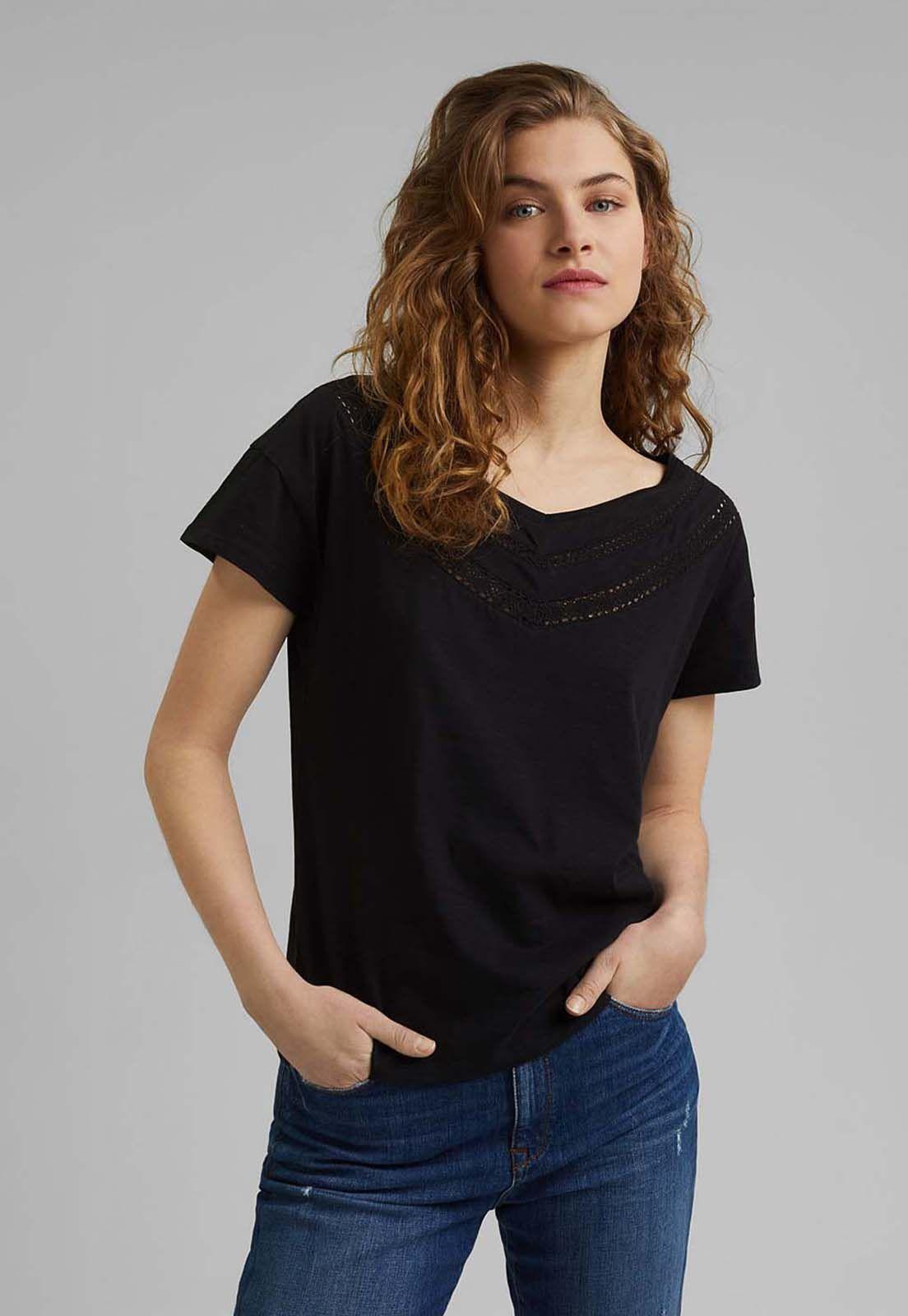 Polera Mujer Manga Corta Bordada Esprit Verde claro-0