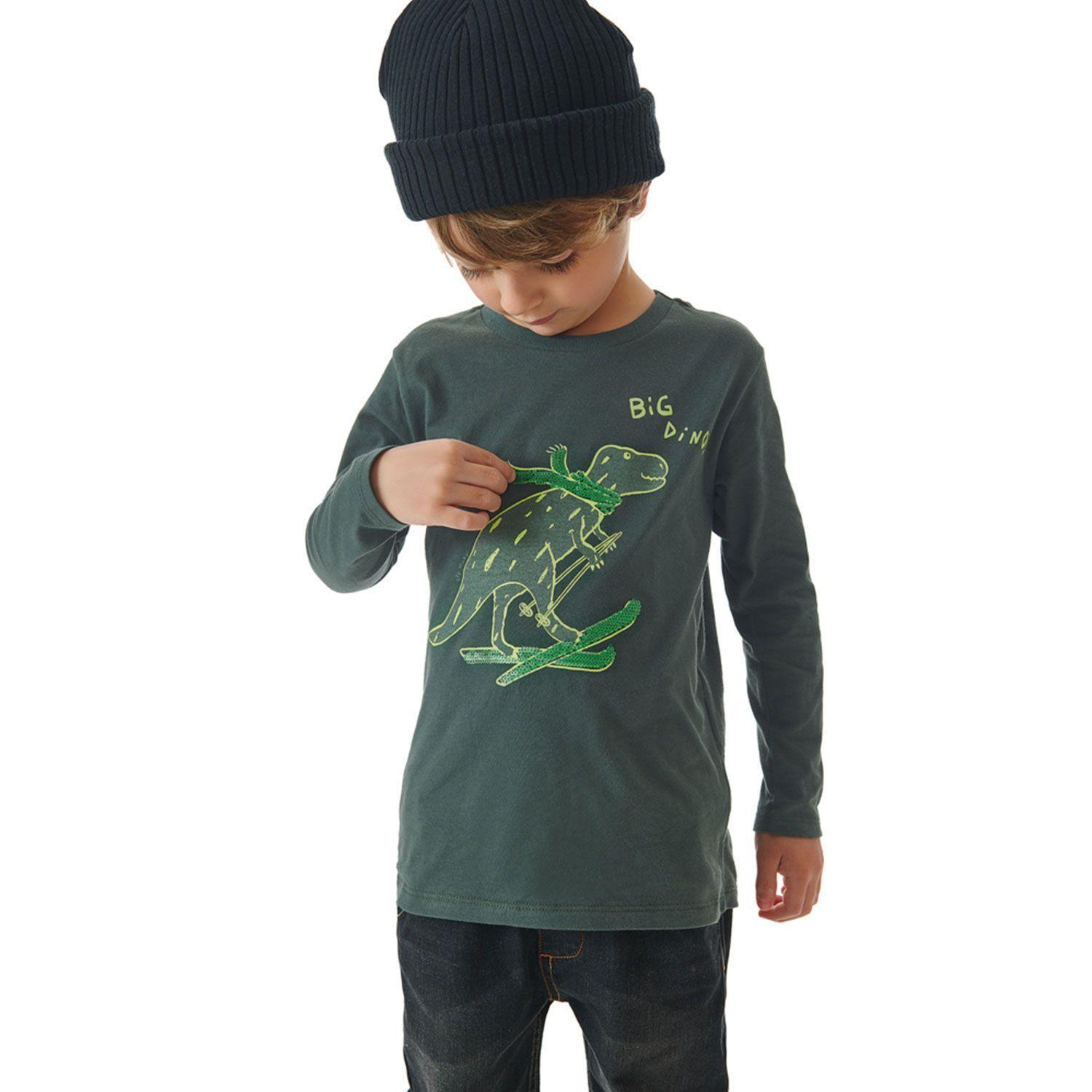 Polera Manga Larga Dinosaurio Verde Up Baby-0