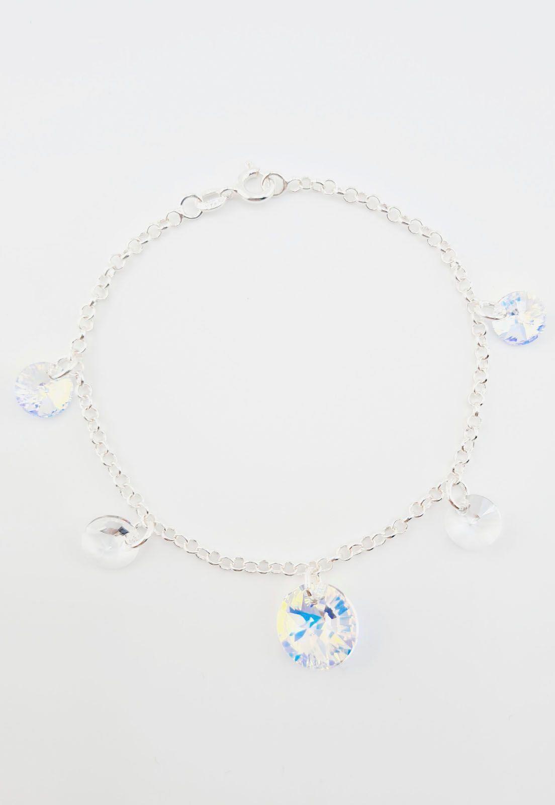 Pulsera Nepal Plata 925 Cristales Aurora Boreal-4