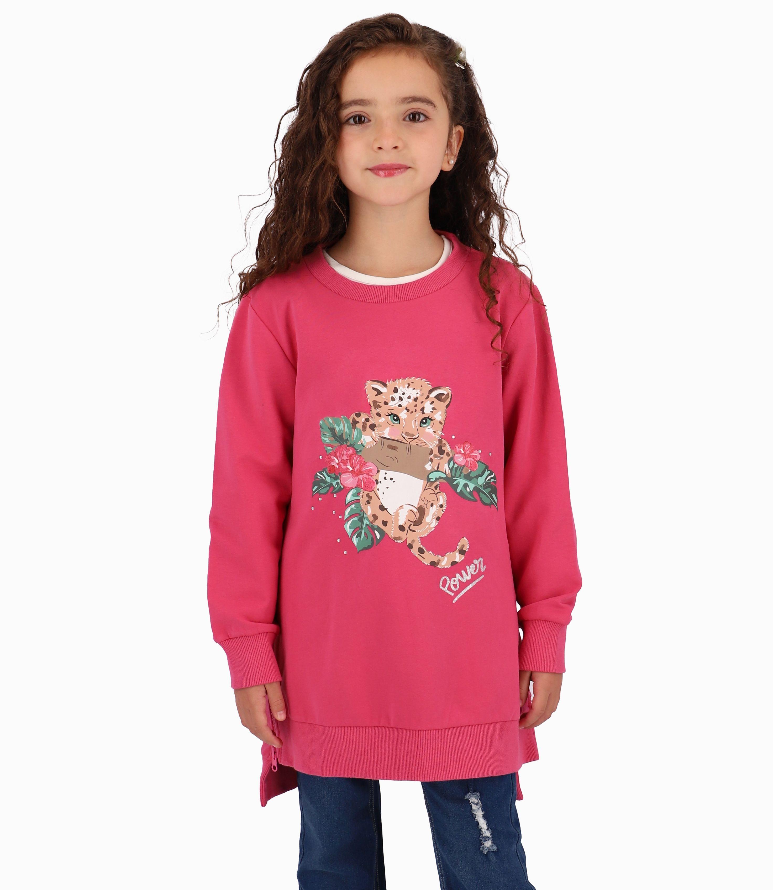 Poleron Niña Asimétrico Limonada Frutilla-0