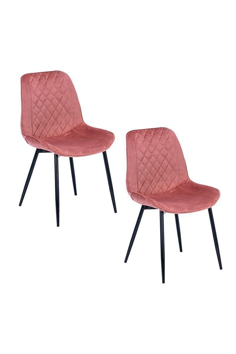 Pack 2 Sillas de Comedor de Terciopelo Rosado-0