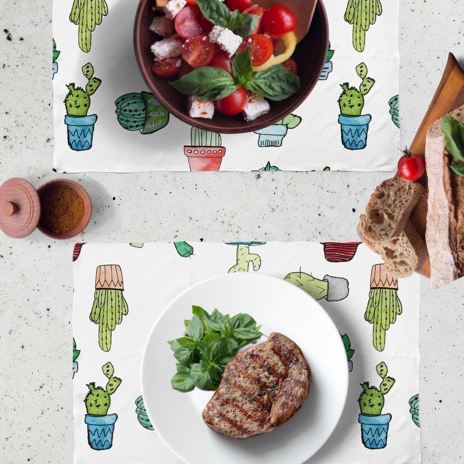 Set x 6 individuales anti manchas rectangulares cactus Paper Home-2