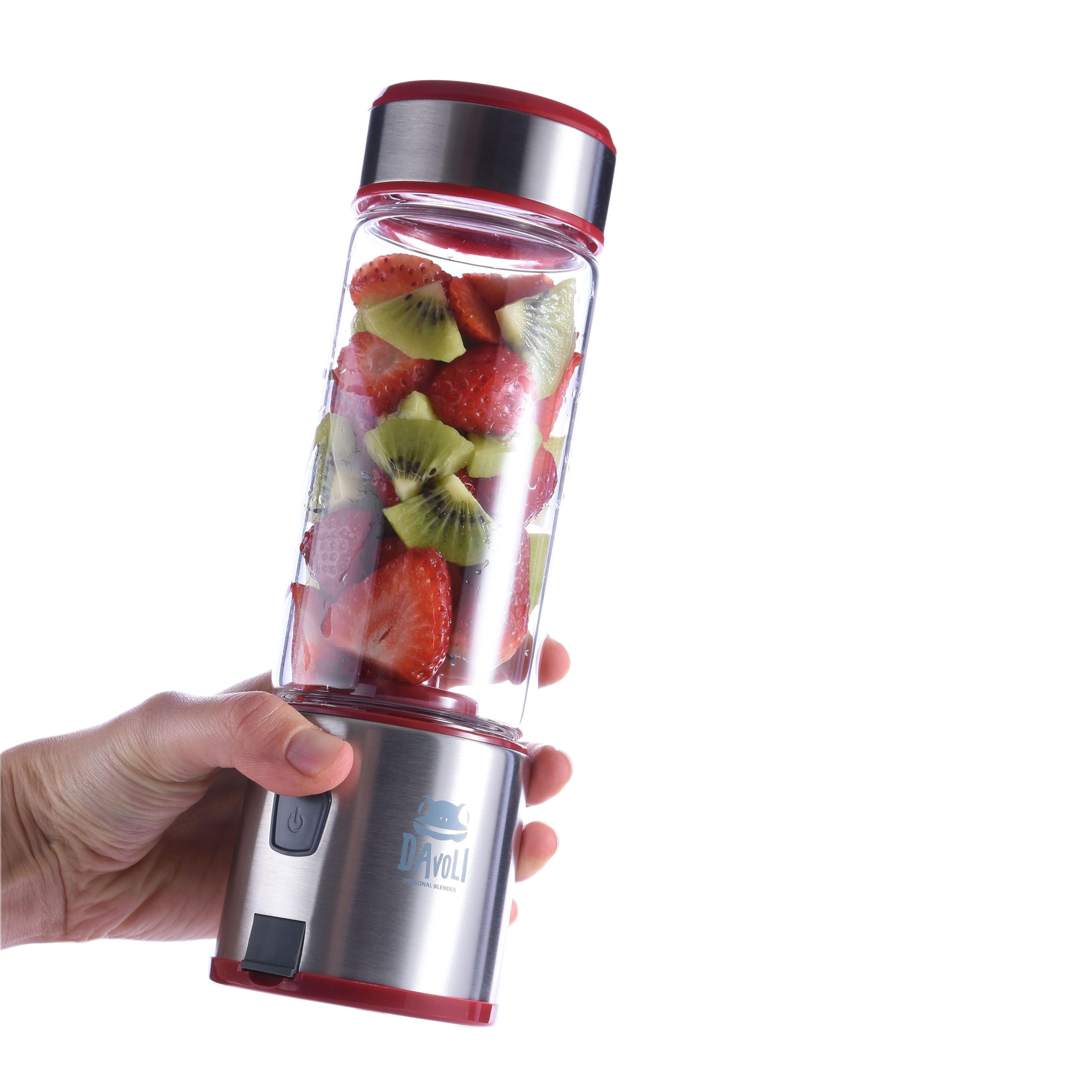 Licuadora Personal Portátil Davoli S-Pow Vaso de Vidrio Roja -5