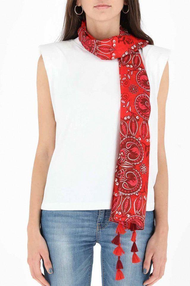 Pañuelo Estampado Rojo Folk Fire Hearts Humana-2