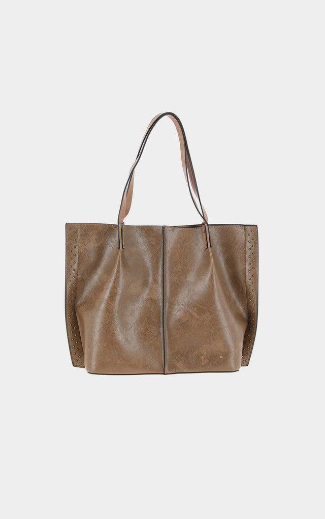 Cartera Hombro Tachas Café i-D-0