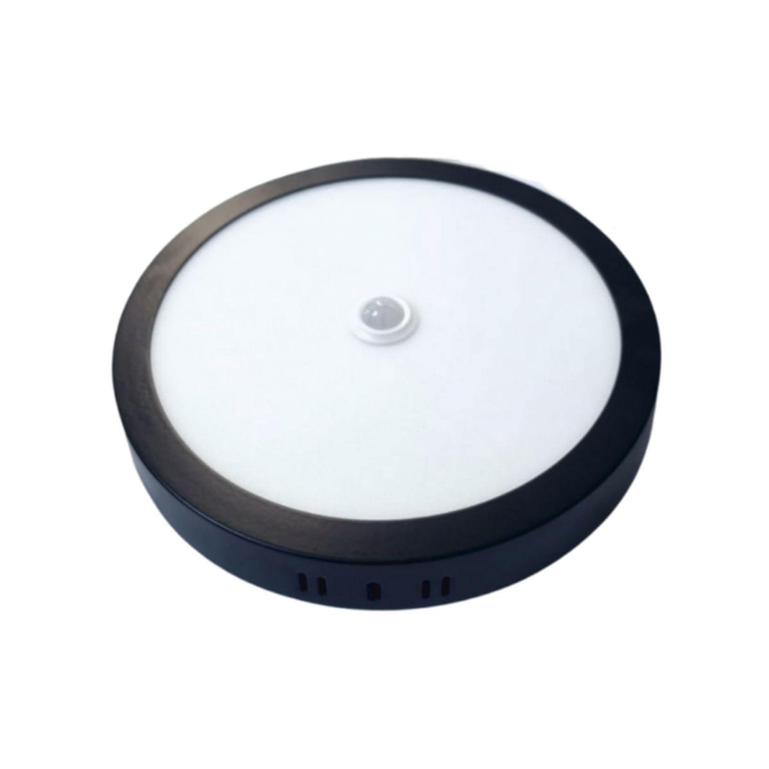 Panel Redondo LED Sobrepuesto Con Sensor Negro 18W Frío-1