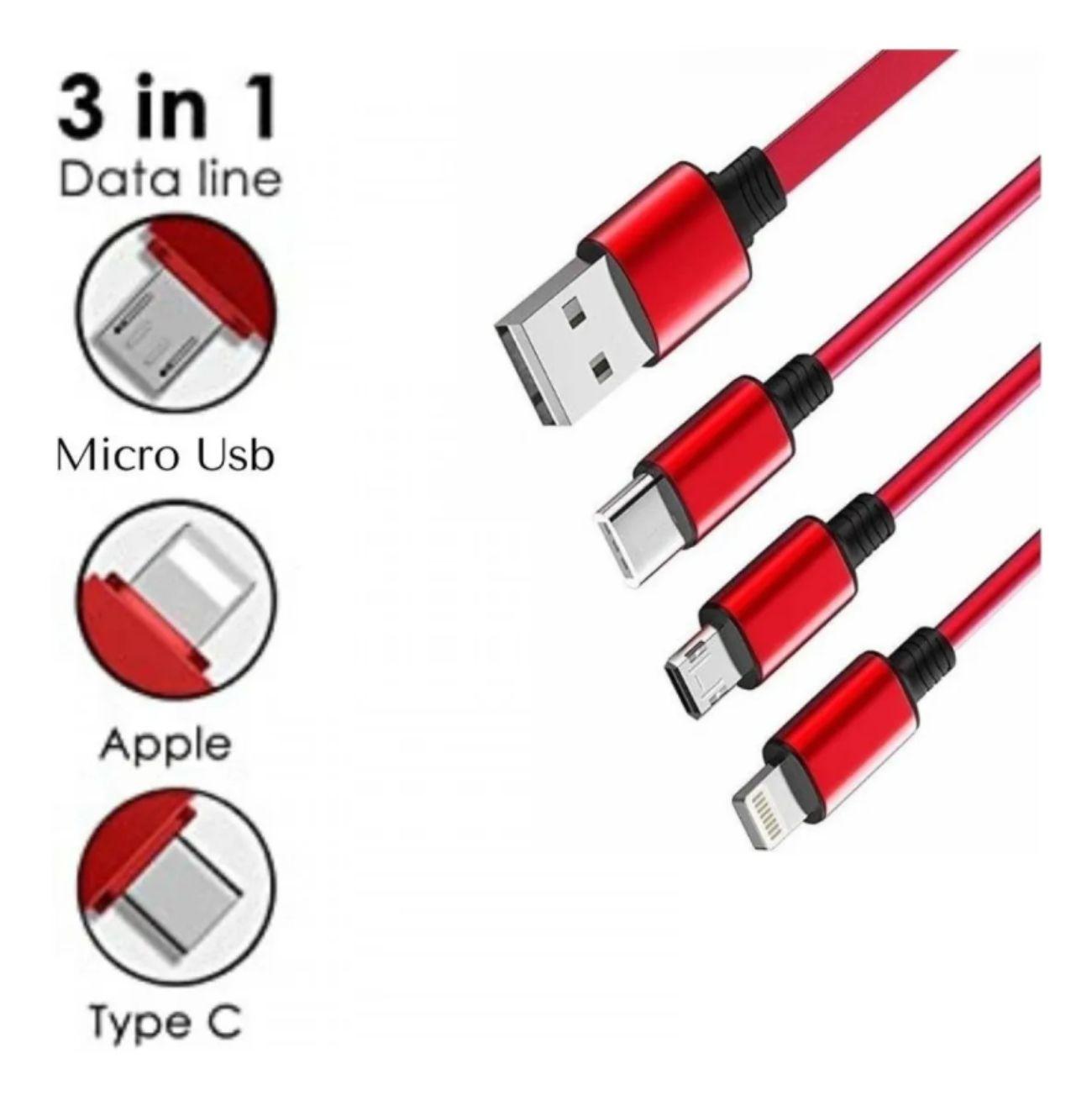 Cable de Carga Retráctil USB 3 en 1 - NEGRO-2