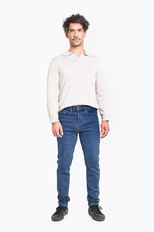 Jeans Hombre Skinny Azul Focalizado Suave-1