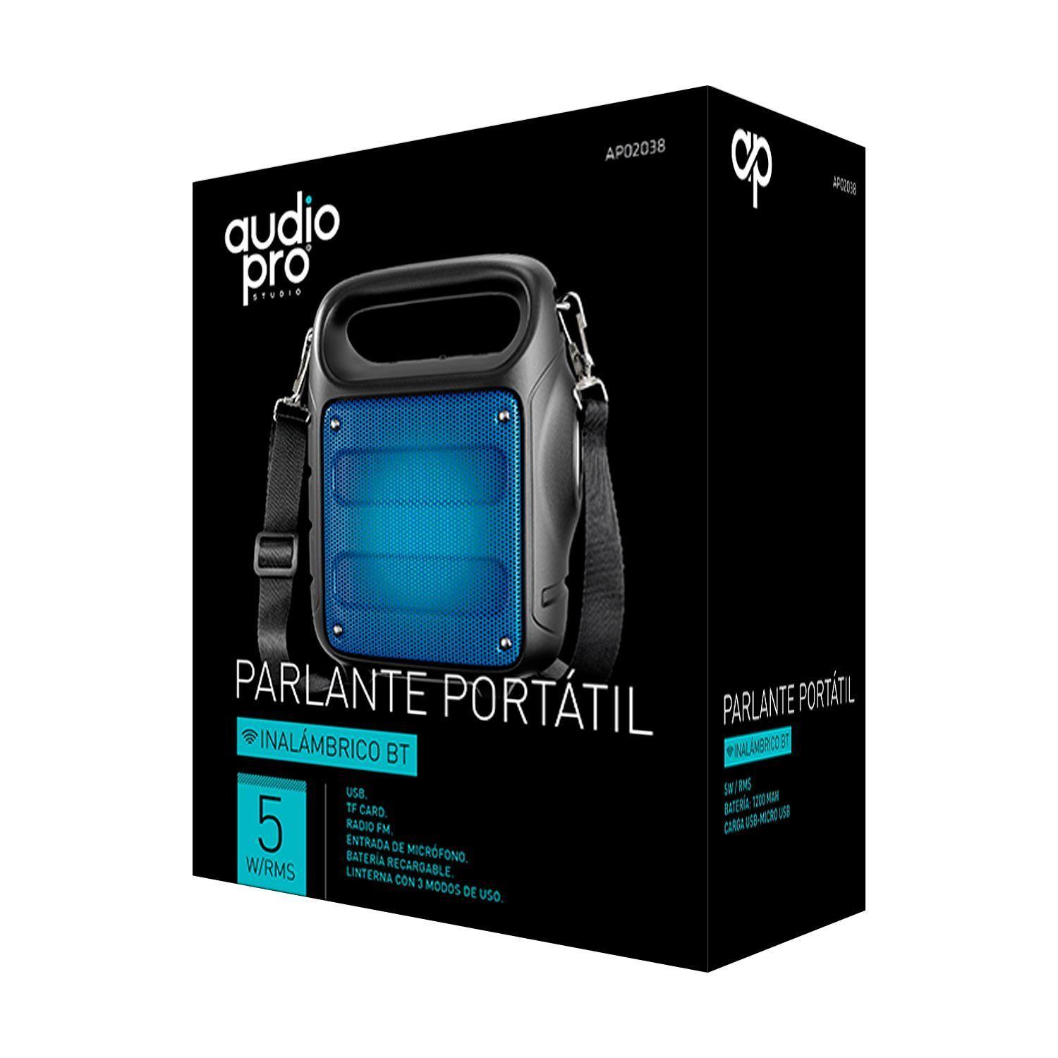 Parlante Portátil Bluetooth USB AUX FM Micro Sd Azul Audiopro-1