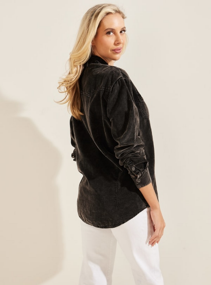 Camisa Guess Ls Woven Shirts F98M Negro-3