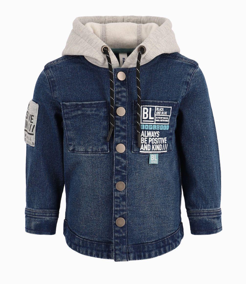Camisa Bebé Niño Con Capucha Black And Blue Denim Azul-3