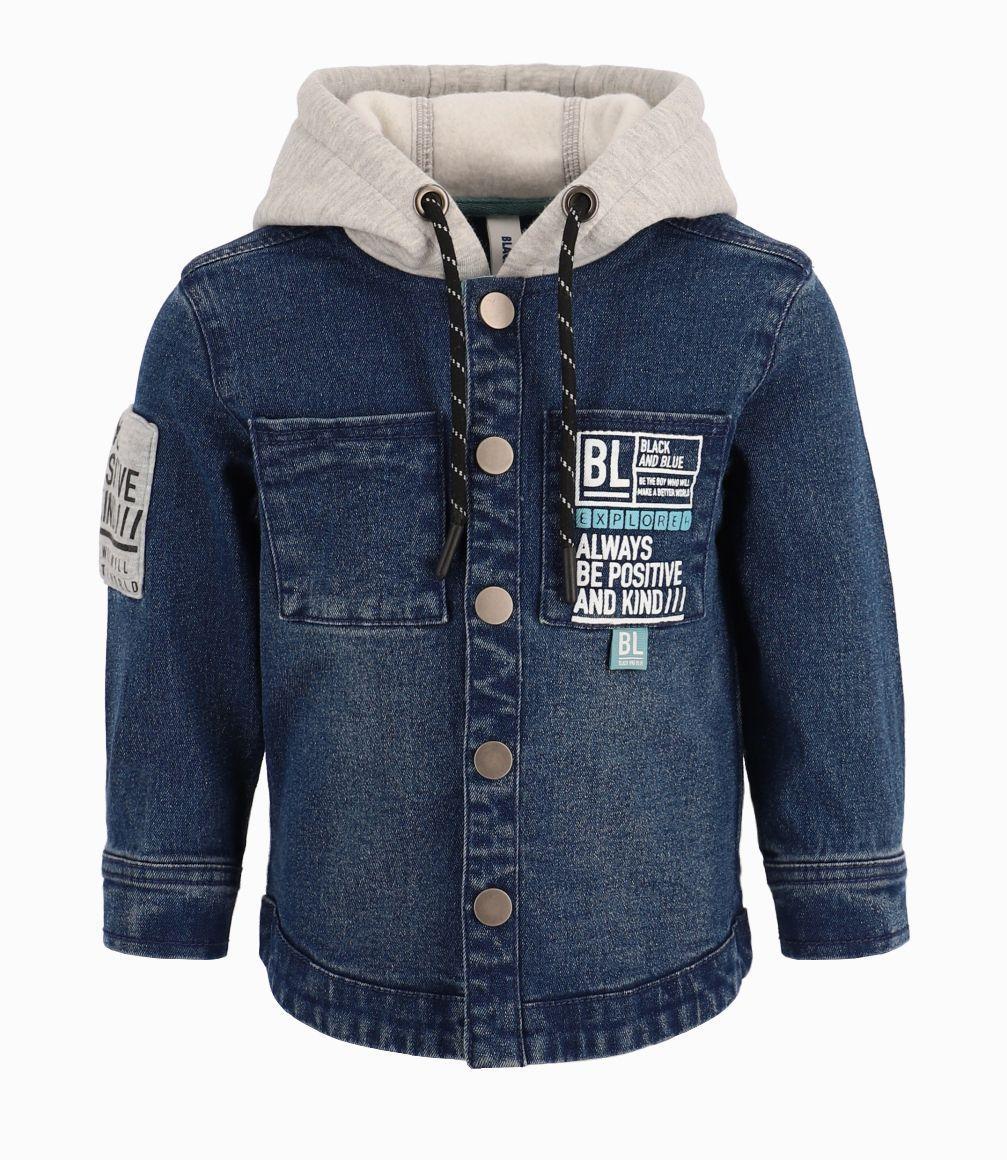 Camisa Bebé Niño Con Capucha Black And Blue Denim Azul-0
