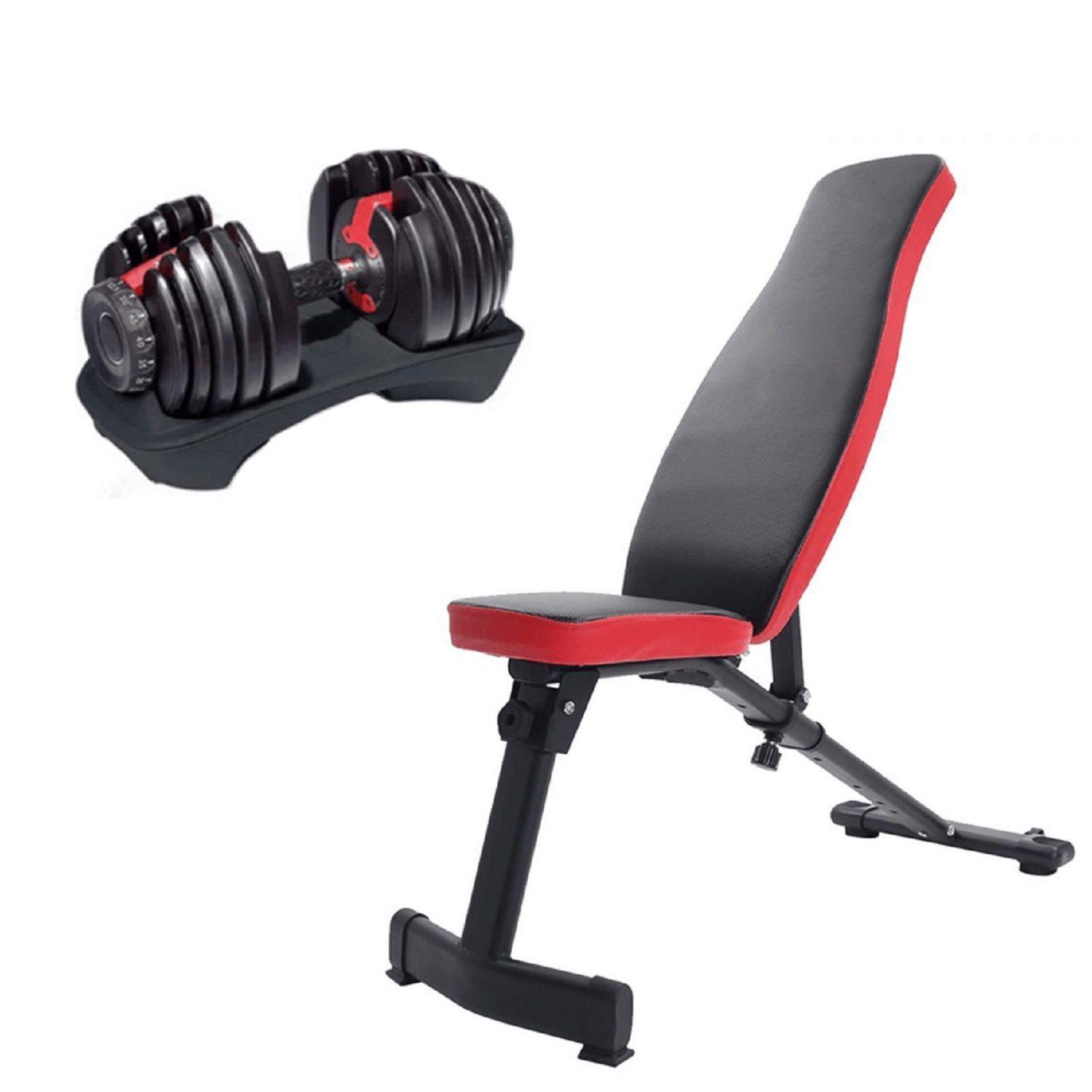 Mancuerna Ajustable 24kg (2Uni) + Banca Multi Función Slm-0