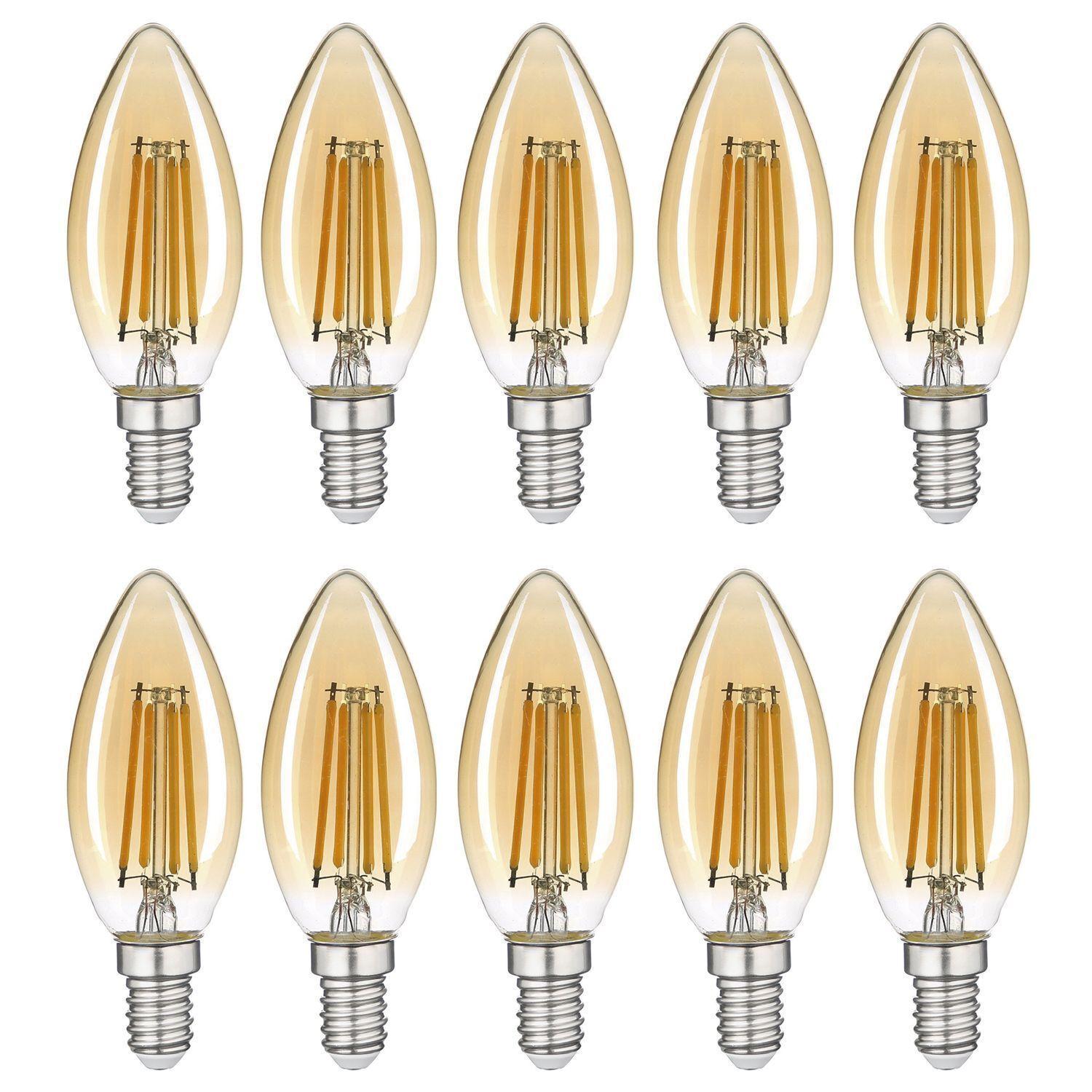 Pack 10 Ampolleta Filamento LED Vela E-14 4W-0