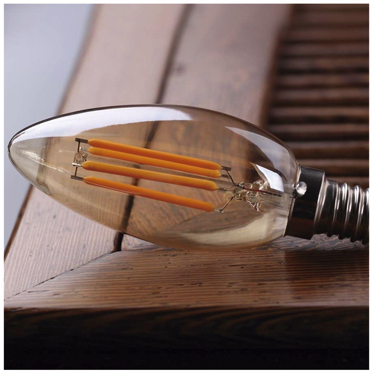 Pack 10 Ampolleta Filamento LED Vela E-14 4W-5