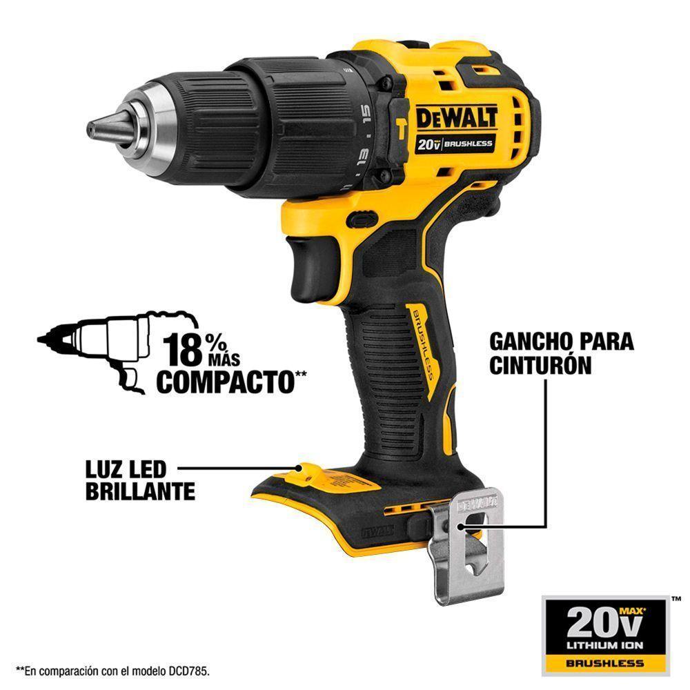 Taladro Percutor Atomic 1/2' 20V + 2 Baterias  Dcd709D2-B2  Dewalt-1