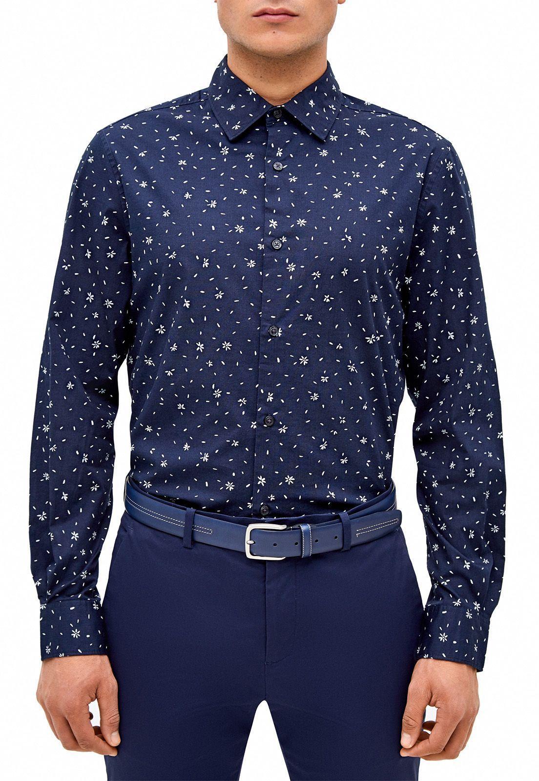 Camisa Casual Flores Estampada -0