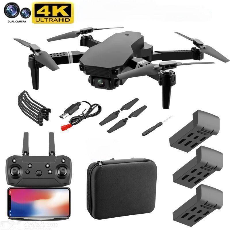 Dron Cámara Doble 4K Wifi Plegable Bolso 3 Baterías Recargable-3