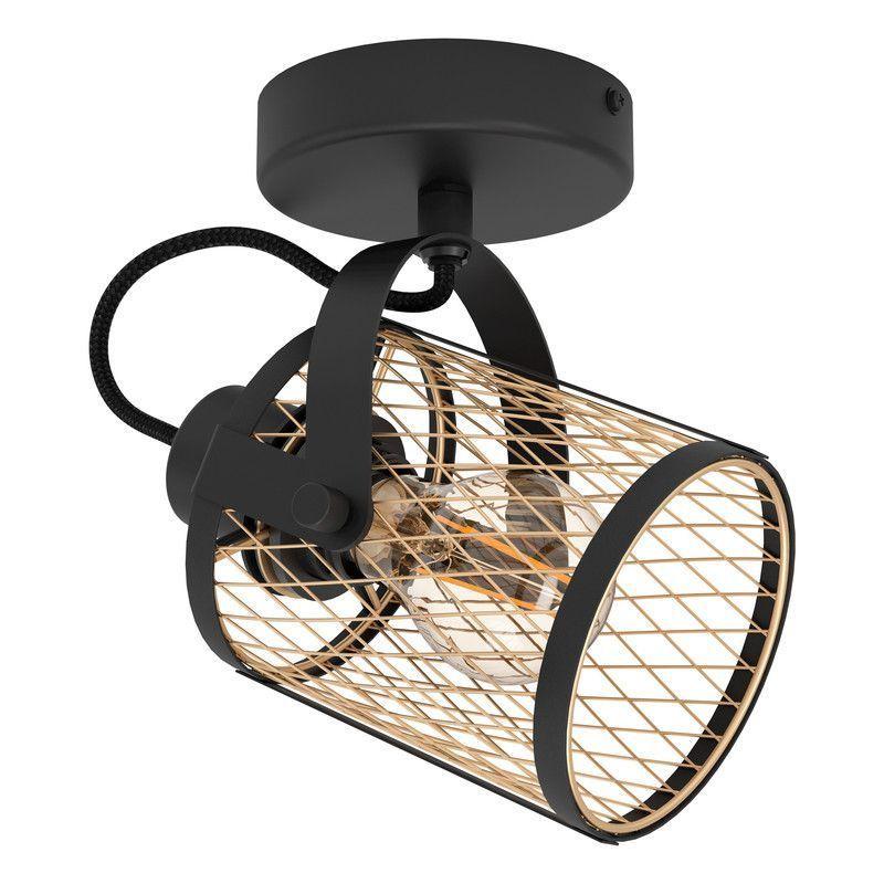 LAMPARA FOCO TECHO DELLOW ACERO NEGRO E27 1X40W IP20 COD.43531-0