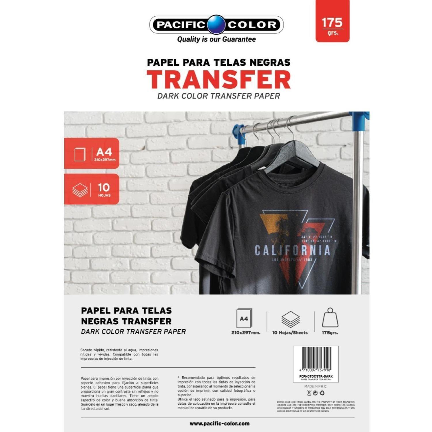 Papel Transfer Premium Para Poleras Oscuras A4 175gr 10 Hojas-0