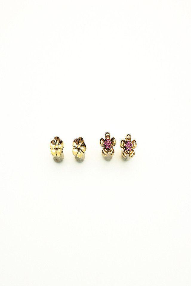 Set 2 Aros Pegados Flor  i-D-0