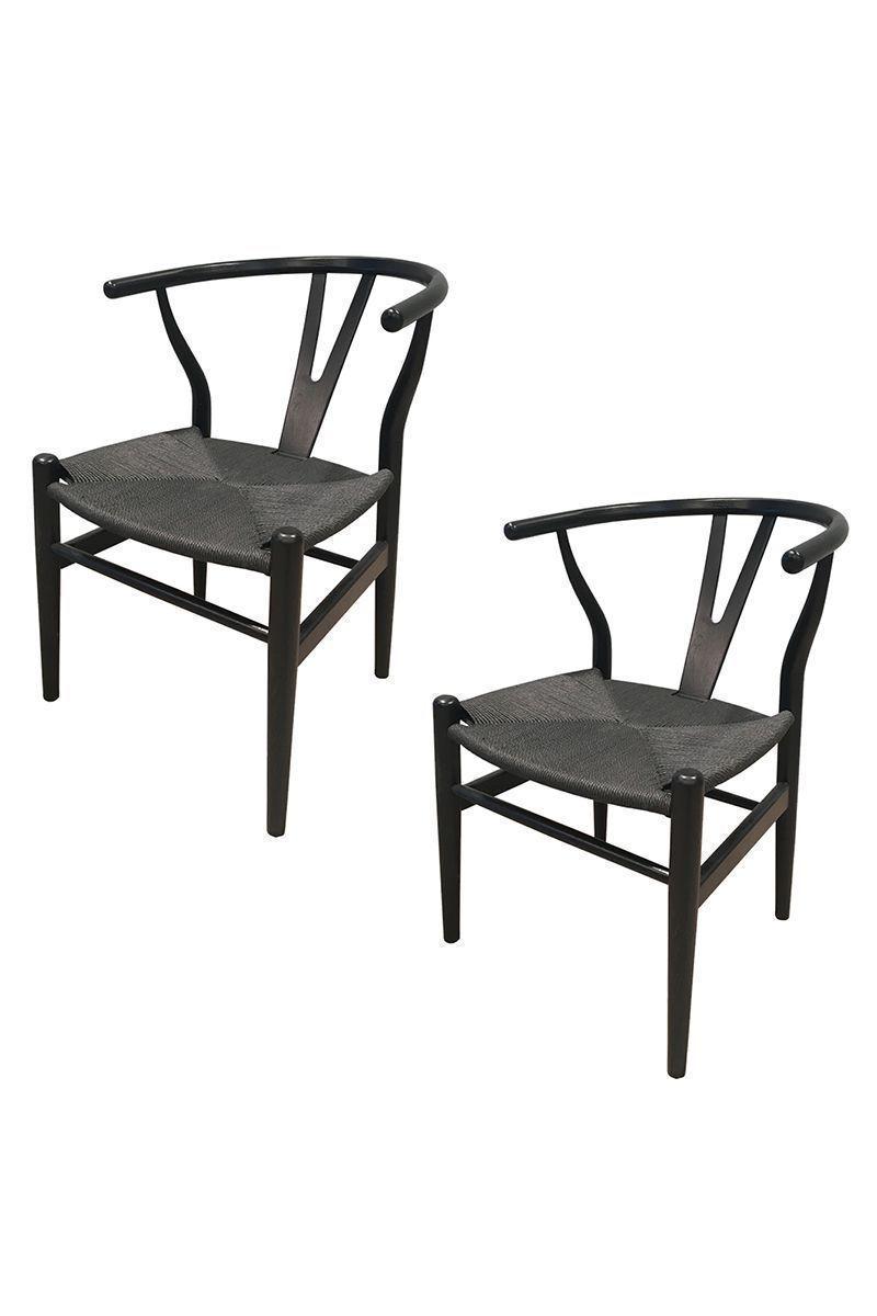 Pack 2 Sillas de Comedor Wishbone Negro-0