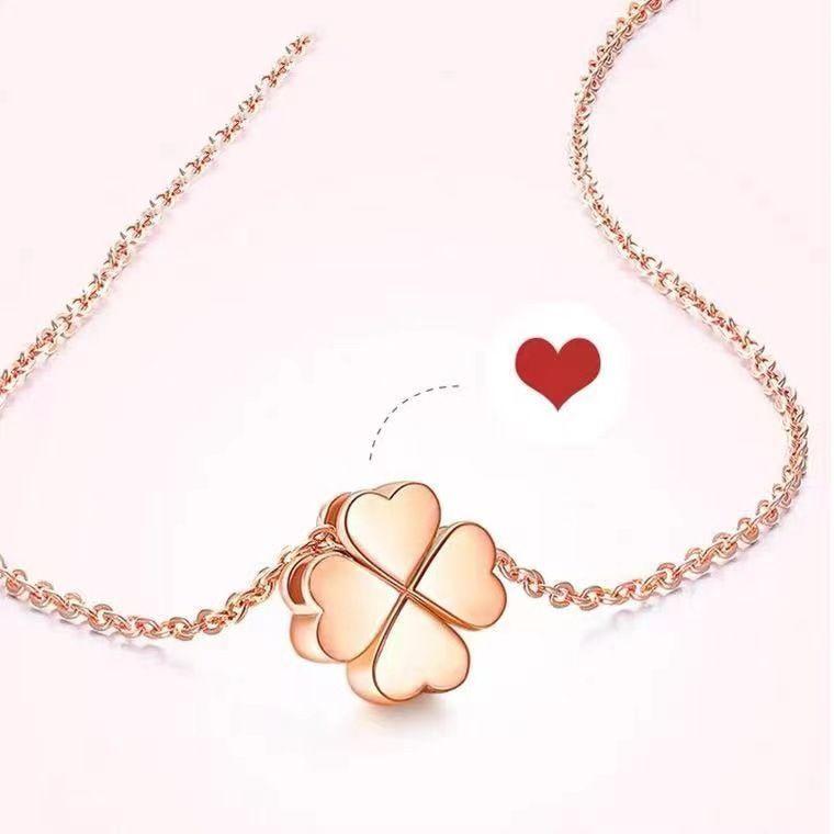 CADENA ESLABONES ORO AMARILLO 18K COLGANTE TRÉBOL CORAZÓN 4 HOJAS 18K-1