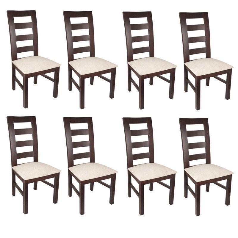 JUEGO DE COMEDOR AMELIA RECTANGULAR 8 SILLAS MADERA COLOR CHOCOLATE TAPIZ BEIGE JASPEADO-2